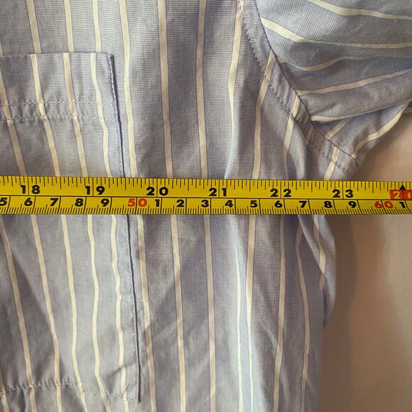 AYR Deep End Blue White Stripe Button Down Shirt Preppy Oversized Cotton Small - Picture 7 of 9